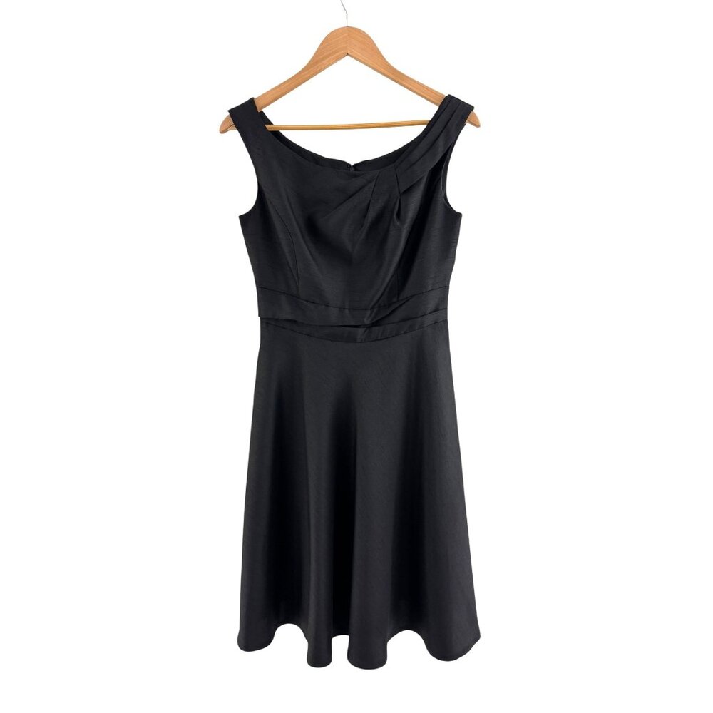 David's Bridal Black Fit & Flare Sleeveless Dress w/Pockets Size 8 Wedding Party